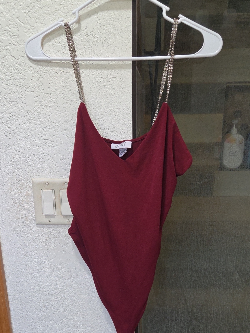 Chain-Strap Burgundy Women's Cami Top